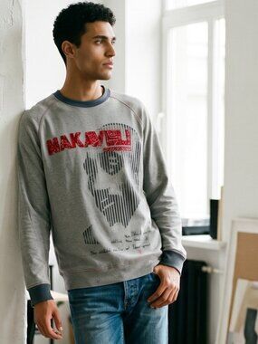 *Rare Authentic Makaveli Branded Tupac 2Pac Vintage Grey Graphic Crewneck Large